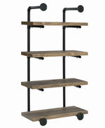 Berkley Rustic Oak Wood/Black Metal 24"W Wall Shelf