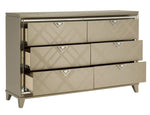 Bijou 4-Pc Champagne Metallic Wood Queen Bedroom Set