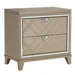 Bijou Champagne Metallic Wood 2-Drawer Nightstand