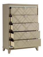 Bijou Champagne Metallic Wood 5-Drawer Chest