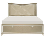 Bijou Champagne Metallic Wood Cal King Bed with Storage