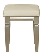 Bijou Champagne Metallic Wood/Faux Leather Vanity Stool