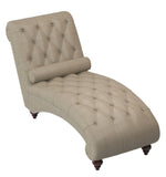 Bonne Brown Fabric Button Tufted Chaise