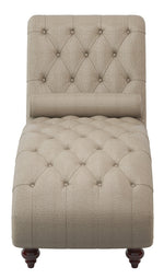 Bonne Brown Fabric Button Tufted Chaise