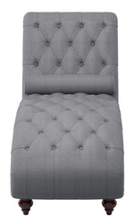 Bonne Dark Gray Fabric Button Tufted Chaise