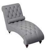 Bonne Dark Gray Fabric Button Tufted Chaise