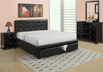 Carla Black Faux Leather Queen Platform Storage Bed