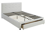 Carla White Faux Leather Full Platform Storage Bed