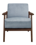 Carlson Blue Gray Velvet Fabric Accent Chair