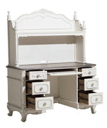 Cinderella Antique White Wood Writing Desk with Hutch