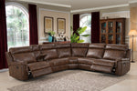 Clark 6Pc Brown Fabric Manual Recliner Sectional Sofa