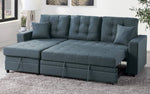 Corrie Blue Grey Reversible Sectional with Pull-Out Bed