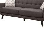 Crystal 2-Piece Charcoal Fabric Tufted Sofa Set