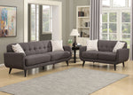 Crystal 2-Piece Charcoal Fabric Tufted Sofa Set