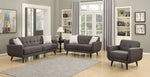 Crystal 3-Piece Charcoal Fabric Tufted Sofa Set