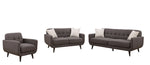 Crystal Charcoal Fabric 2-Seat Sofa with Accent Pillows