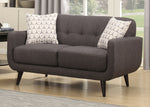 Crystal Charcoal Fabric Loveseat with 2 Accent Pillows