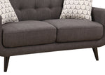 Crystal Charcoal Fabric Loveseat with 2 Accent Pillows