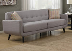 Crystal Gray Fabric 2-Seat Sofa with 2 Accent Pillows