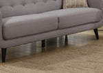 Crystal Gray Fabric 2-Seat Sofa with 2 Accent Pillows