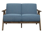 Damala Blue Textured Fabric Loveseat