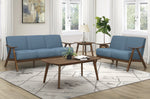 Damala Blue Textured Fabric Loveseat