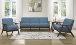 Damala Blue Textured Fabric Loveseat