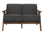 Damala Dark Gray Textured Fabric Loveseat