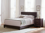 Dorian Brown Leatherette Upholstered Cal King Panel Bed