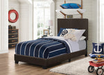 Dorian Brown Leatherette Upholstered Twin Panel Bed