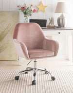 Eimet Peach Velvet/Chrome Metal Adjustable Office Chair