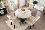 Elfredo White Marble/Black Wood Dining Table