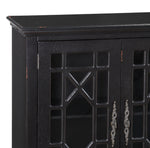 Eliza Antique Black Wood Accent Chest with Glass Inlay