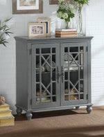 Eliza Antique Gray Wood Accent Chest with Glass Inlay