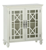 Eliza Antique White Wood Accent Chest with Glass Inlay