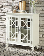 Eliza Antique White Wood Accent Chest with Glass Inlay