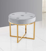 Emir Grey Velvet/Gold Accent Stool