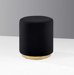 Evan Black Velvet Stool with Gold Plated Base