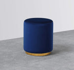 Evan Navy Velvet Stool with Gold Plated Base