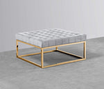 Everett Grey Velvet/Gold Plated Ottoman