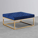 Everett Navy Blue Velvet/Gold Plated Ottoman