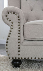 Ewloe Light Gray Linen Button Tufted Chair