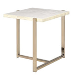 Feit Faux Marble/Gold Finish Metal End Table