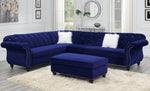 Ginger Indigo Velvet XL Cocktail Ottoman with Nailheads