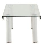 Gordie White Metal/Clear Glass Top Coffee Table with Bending Edge