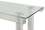 Gordie White Metal/Clear Glass Top Coffee Table with Bending Edge