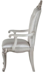 Gorsedd 2 Cream Fabric/Antique White Finish Wood Arm Chairs