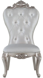 Gorsedd 2 Cream Fabric/Antique White Finish Wood Side Chairs