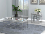 Hadleigh Chrome Metal Coffee Table with Mirrored Top