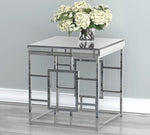 Hadleigh Chrome Metal End Table with Mirrored Top